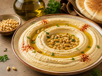 Hummus with Pine Nuts